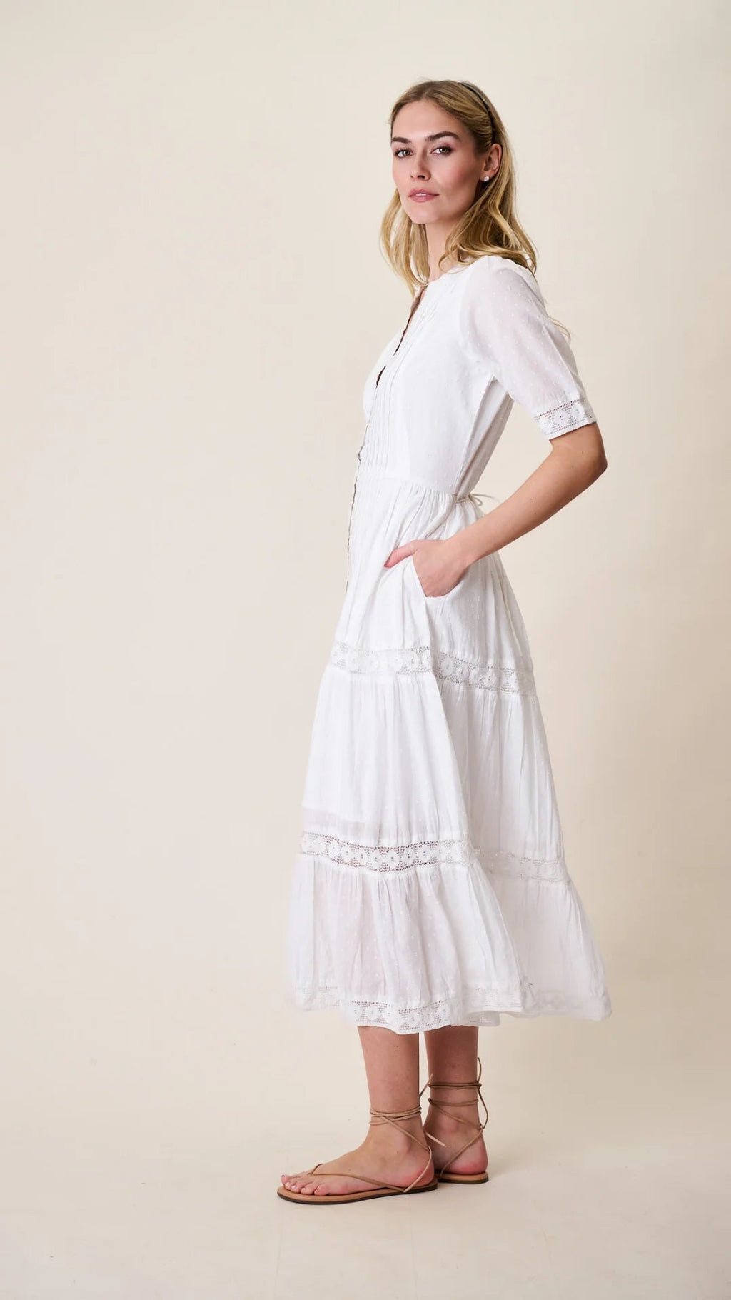Eve Dress - White Dobby