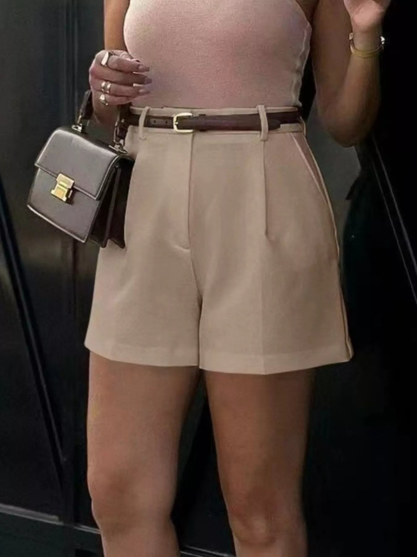 High-Waisted Pleated Shorts