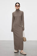 100 Wool Long Sleeve Crewneck Maxi Sweater Dress