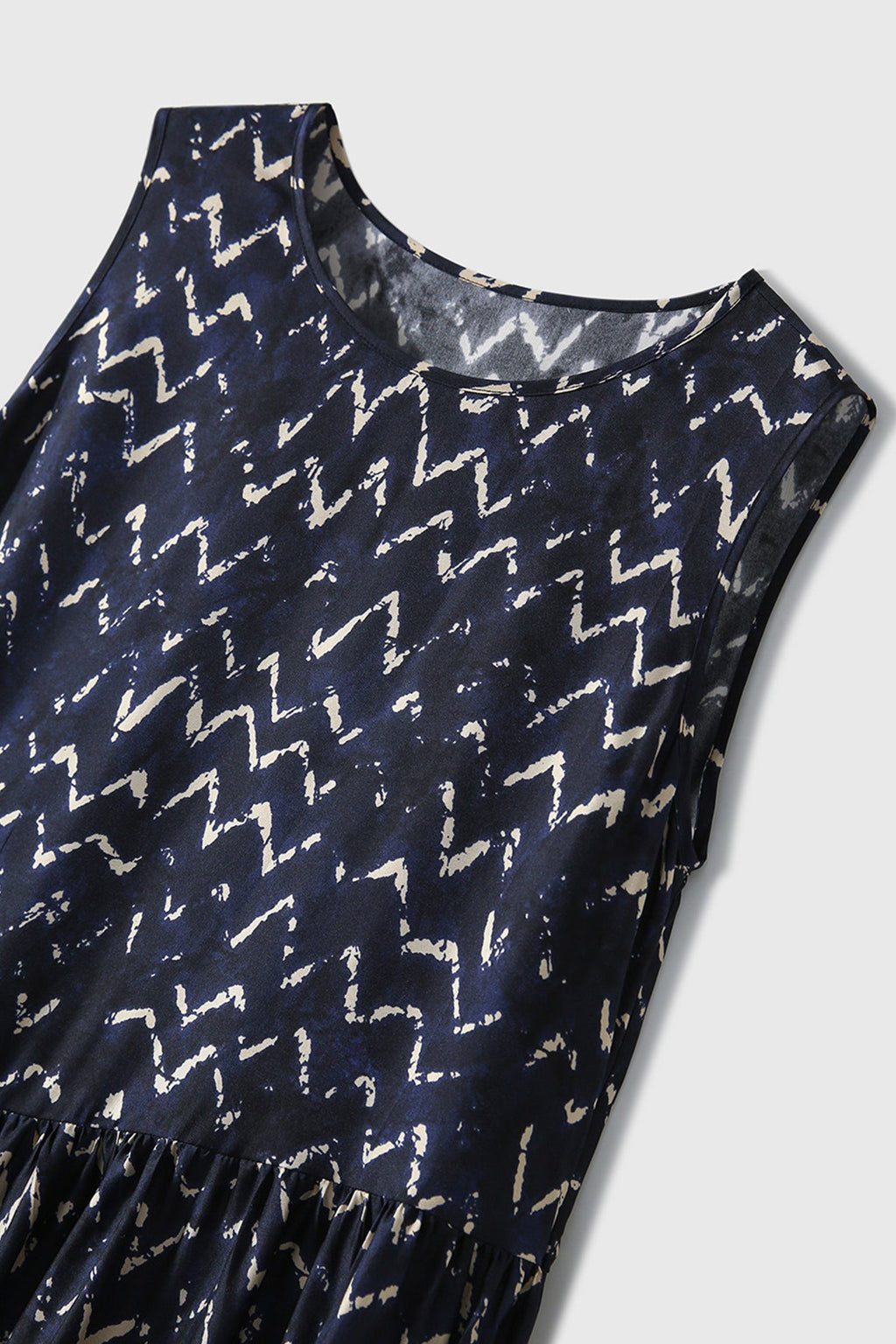 100% Silk Twill Printed Trapeze Midi Dress
