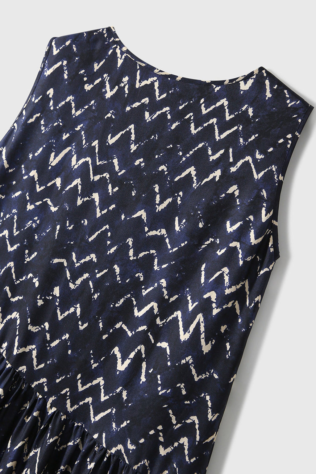 100% Silk Twill Printed Trapeze Midi Dress