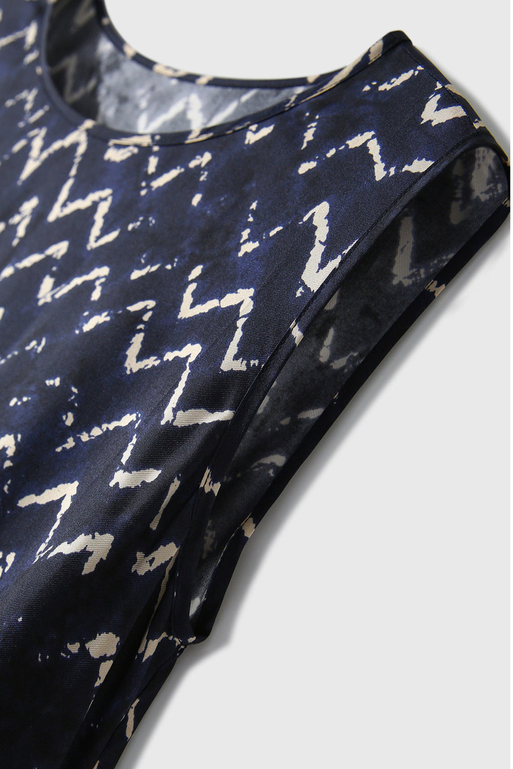 100% Silk Twill Printed Trapeze Midi Dress