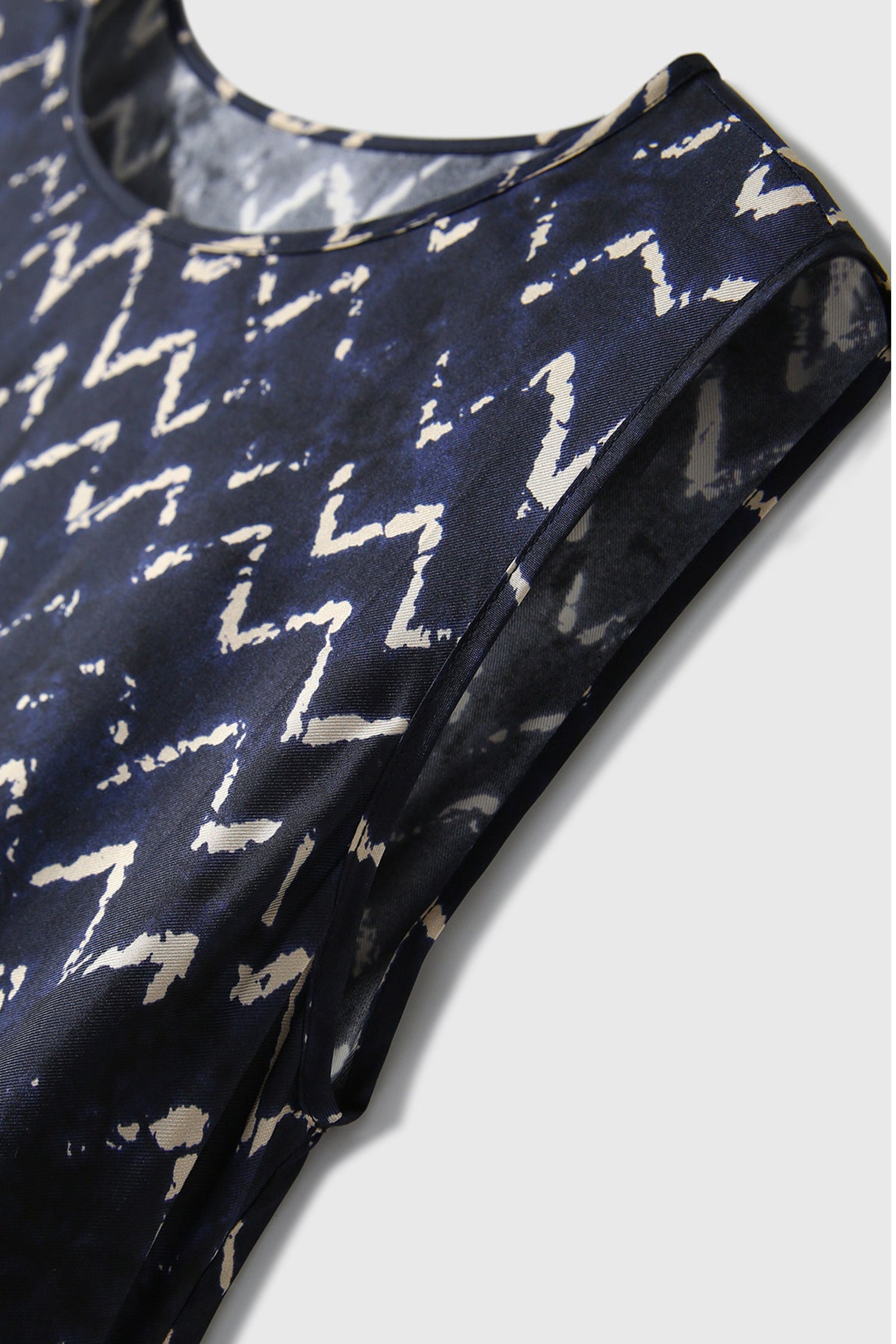100% Silk Twill Printed Trapeze Midi Dress