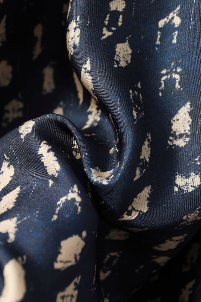 100% Silk Twill Printed Trapeze Midi Dress