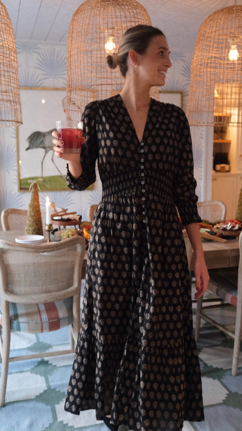 Francesca Dress - Black Mini Meadow