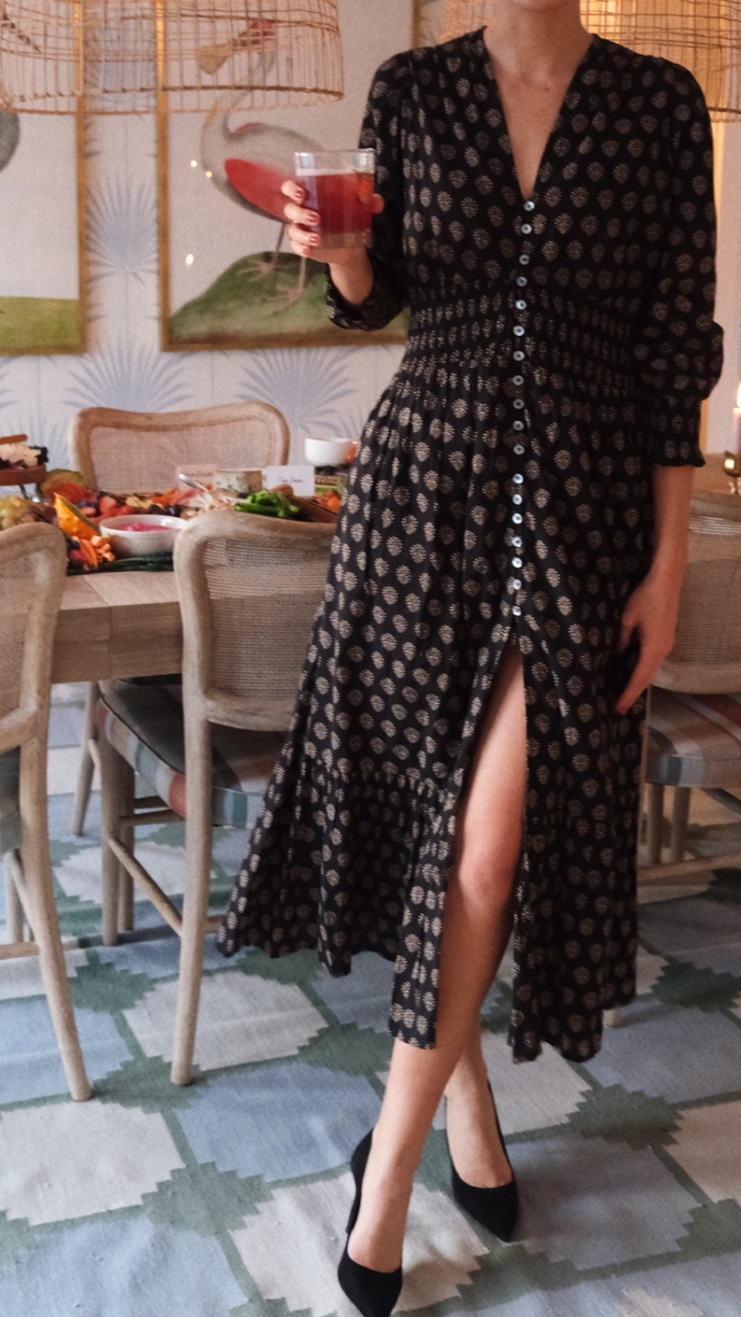 Francesca Dress - Black Mini Meadow
