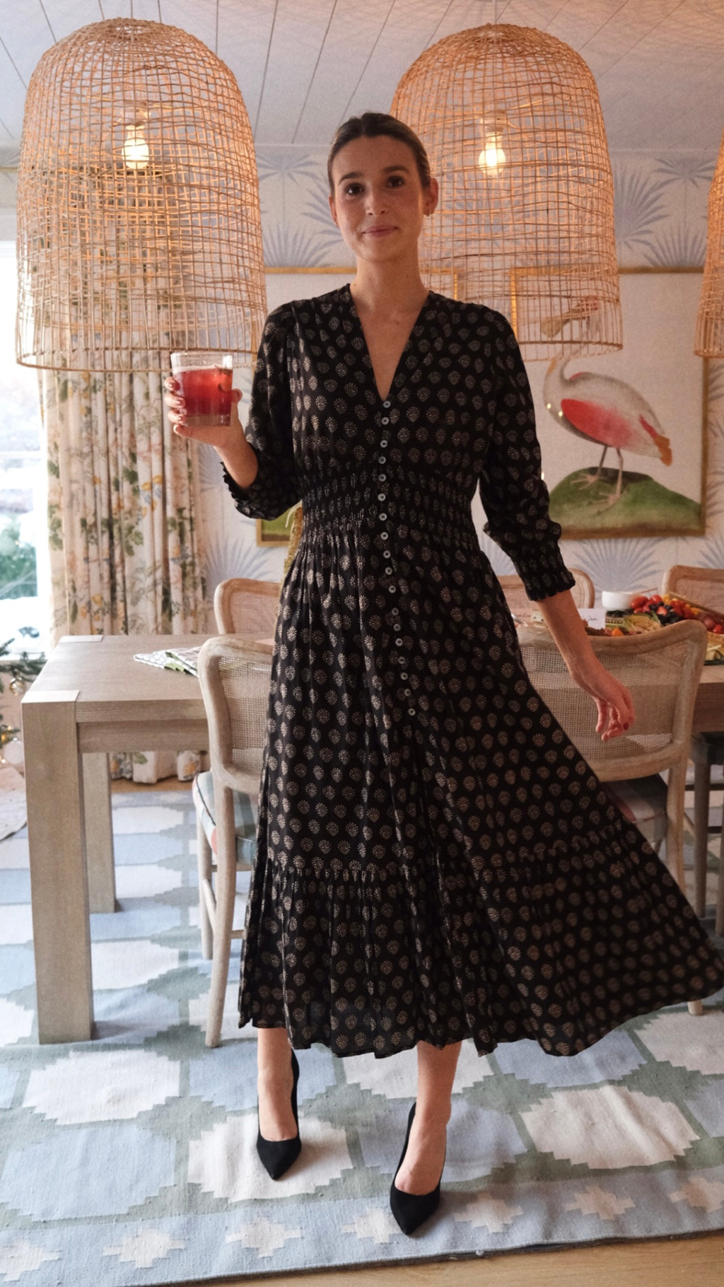 Francesca Dress - Black Mini Meadow
