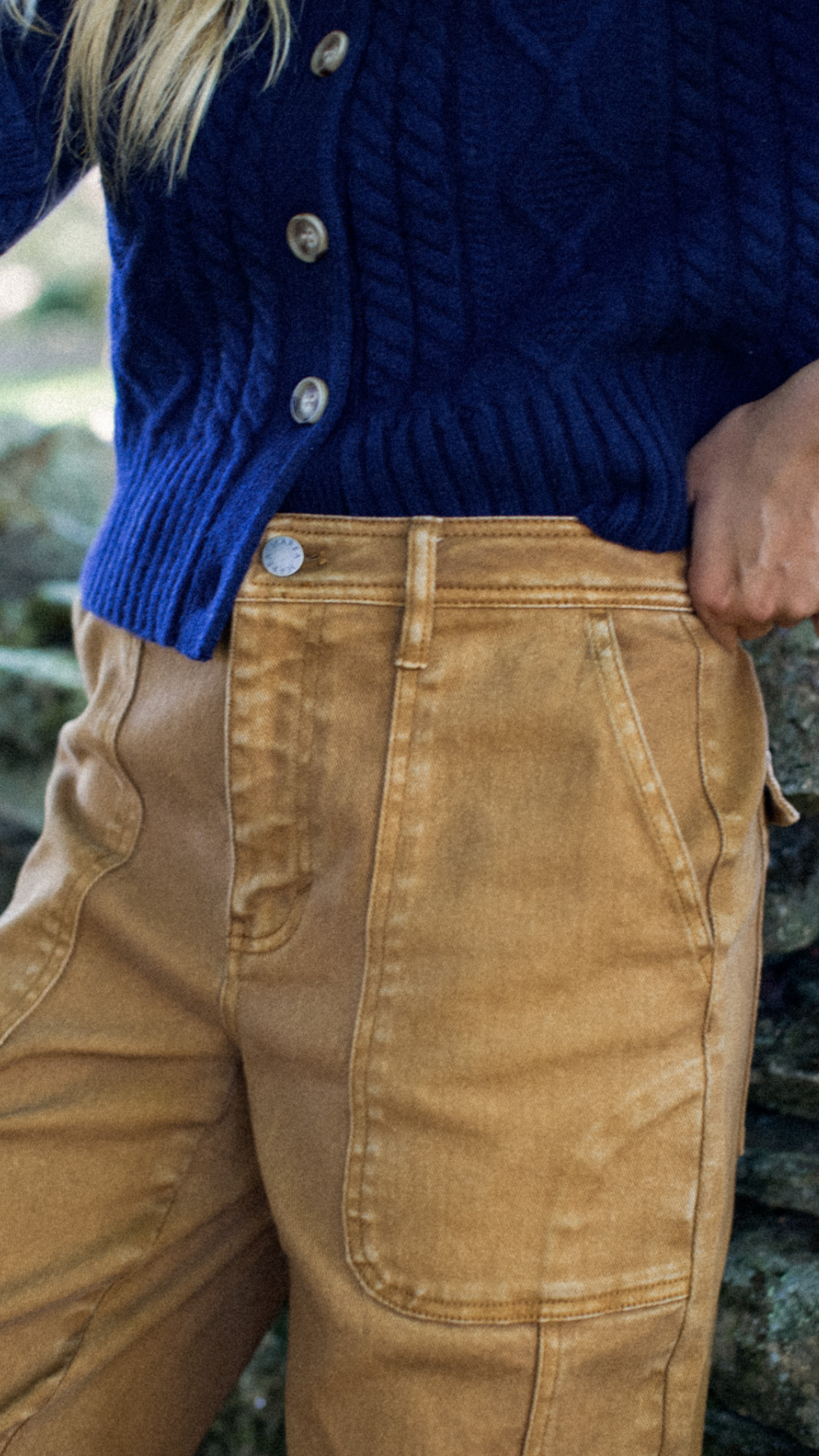 Meade High Rise Barrel Jean - Golden Brown