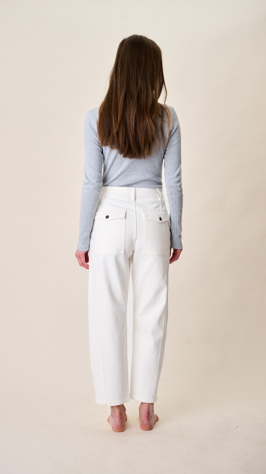 Meade High Rise Barrel Jean - White