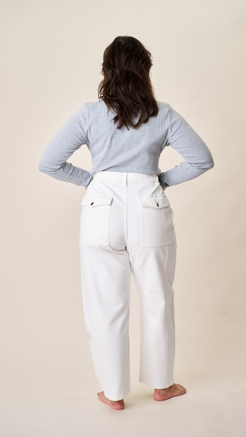 Meade High Rise Barrel Jean - White