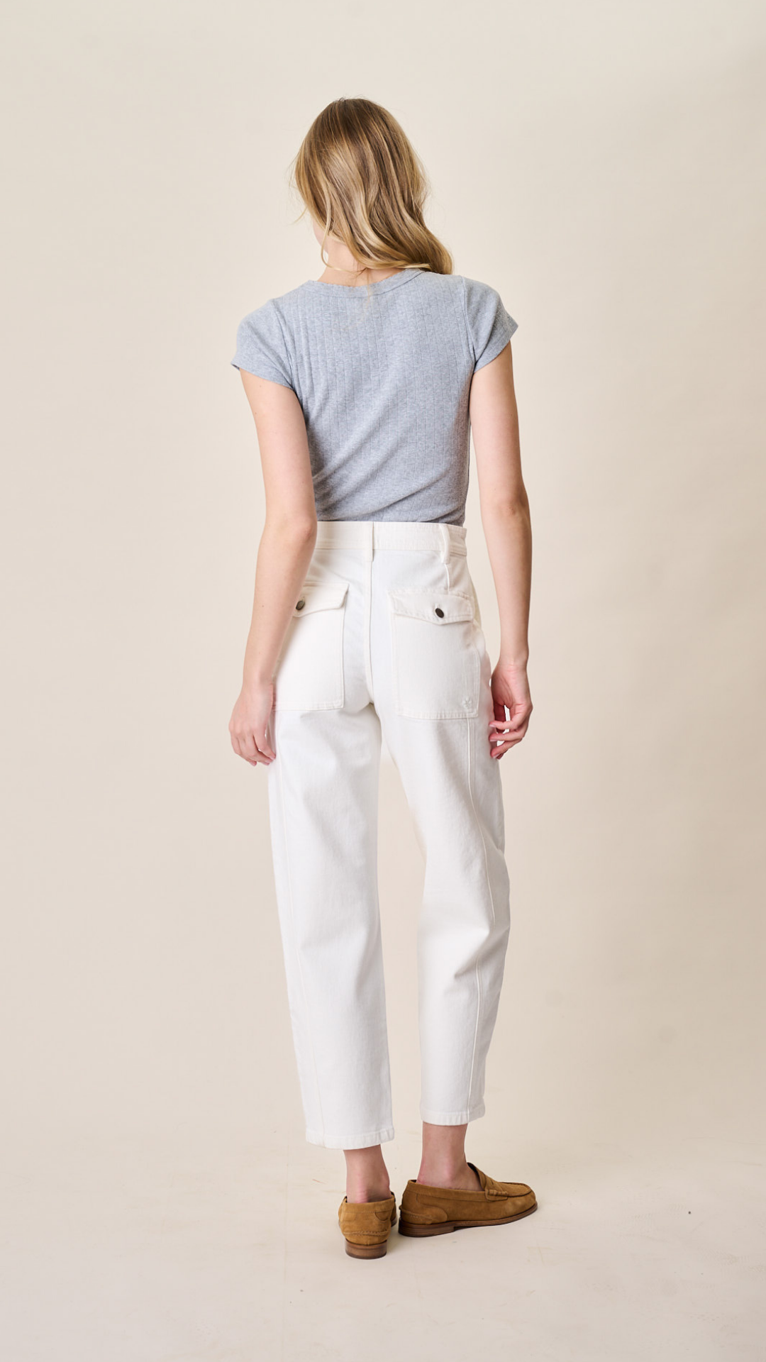 Meade High Rise Barrel Jean - White