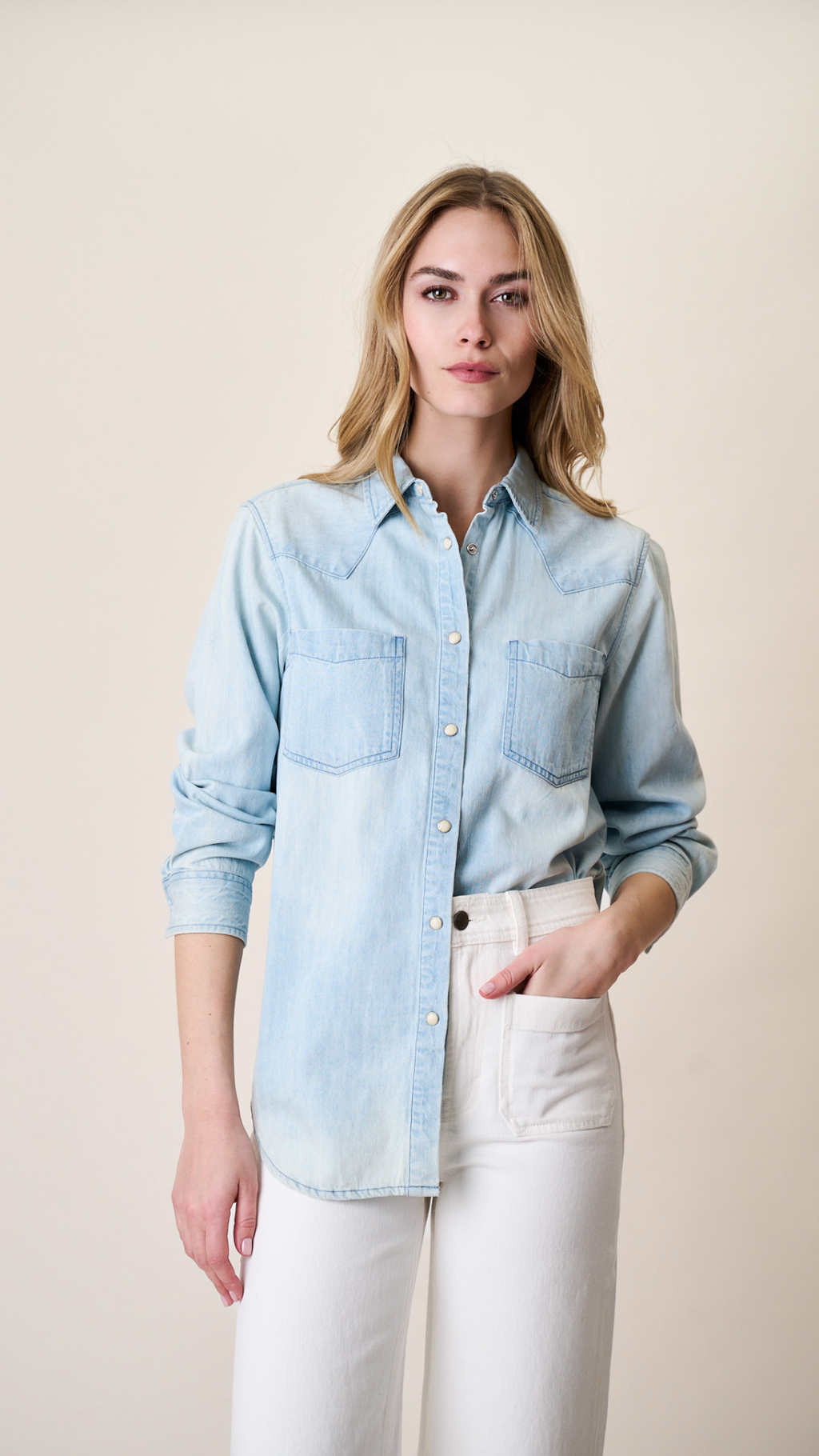 Denim Western Shirt - Pale Wash