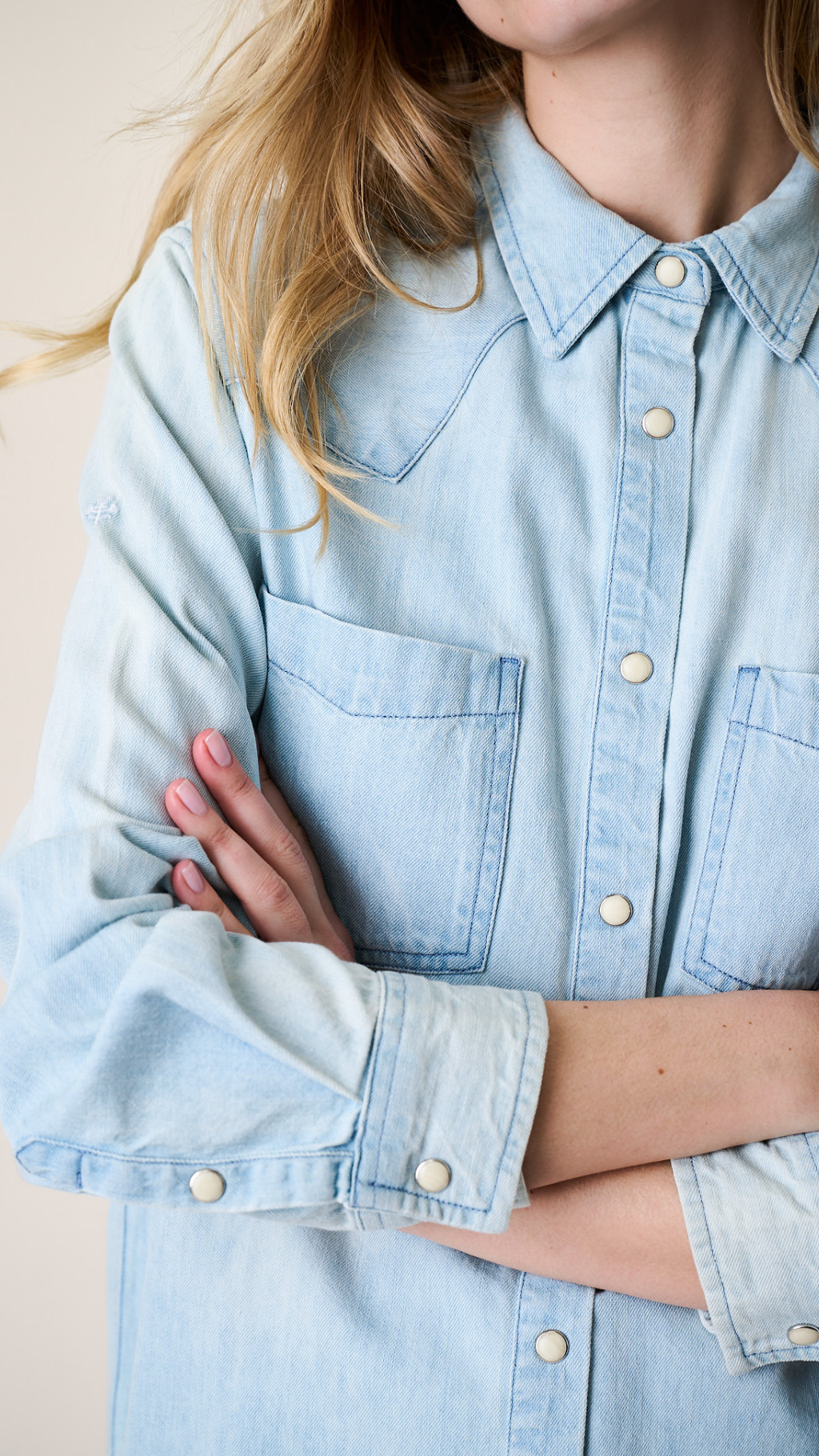 Denim Western Shirt - Pale Wash