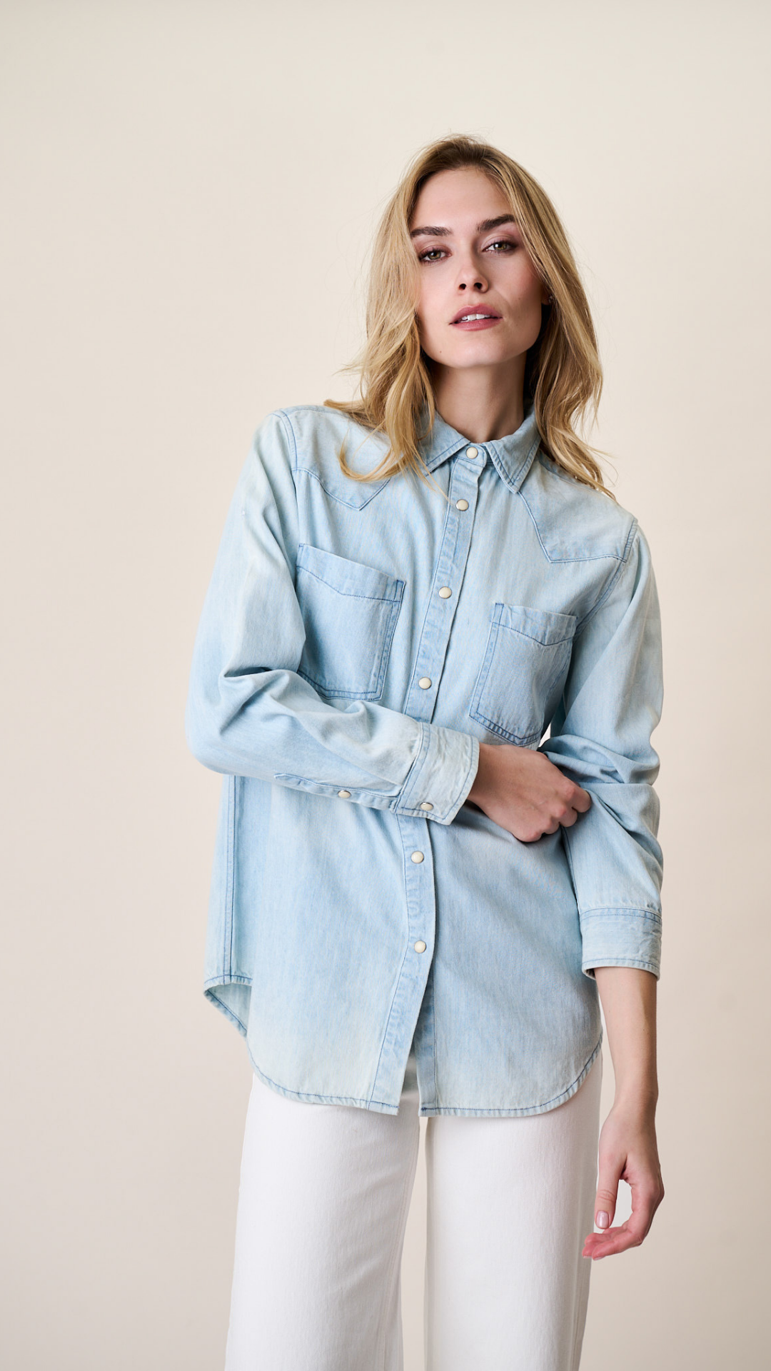 Denim Western Shirt - Pale Wash