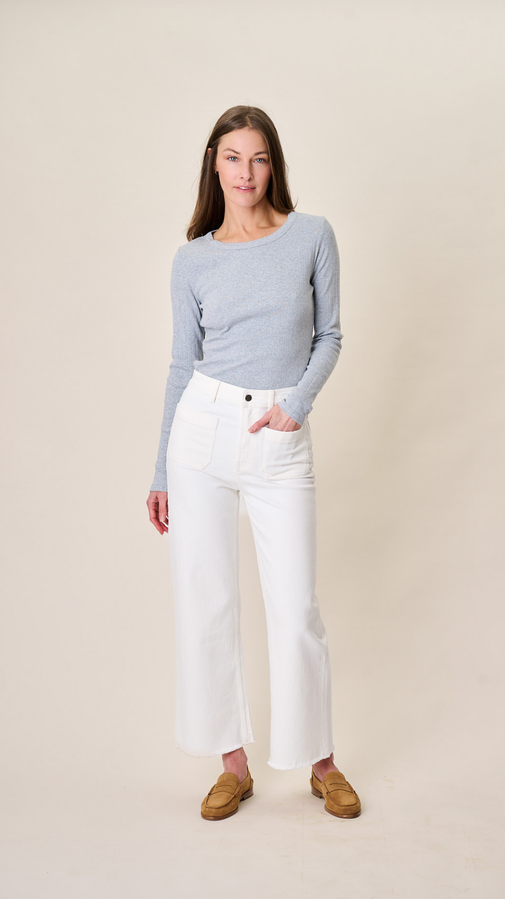 Haven High Rise Wide Leg Jean - White