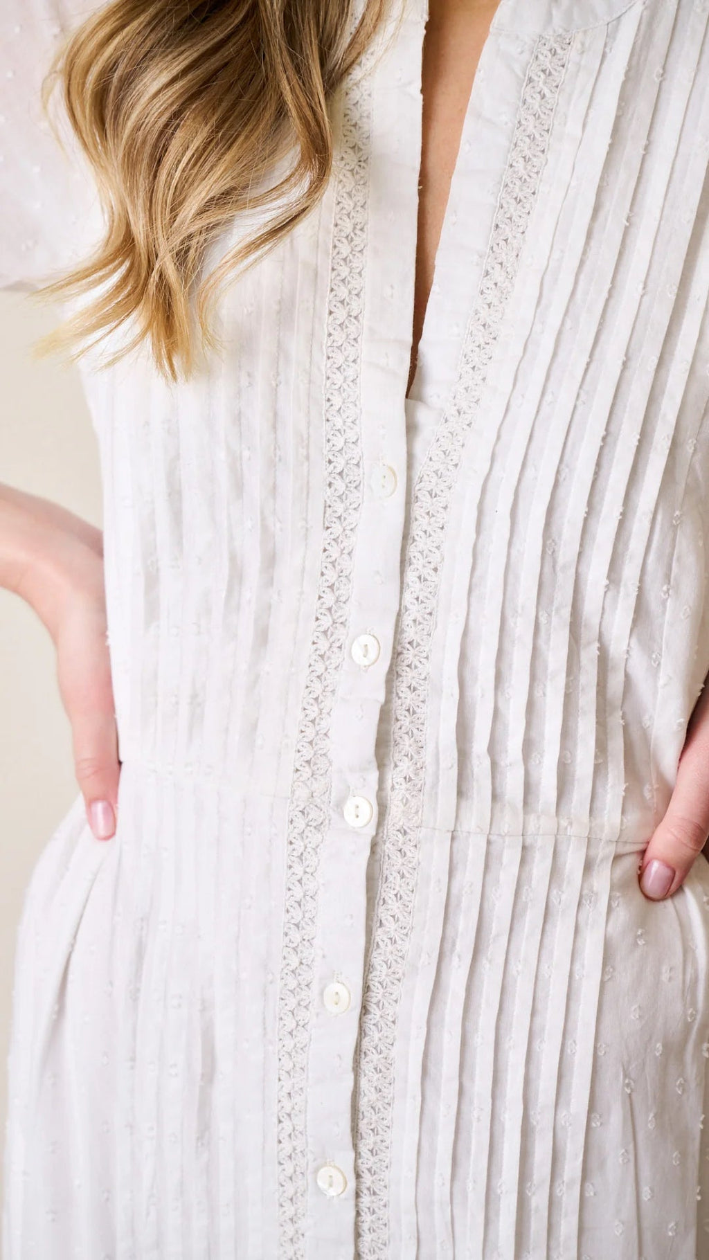 Eve Dress - White Dobby