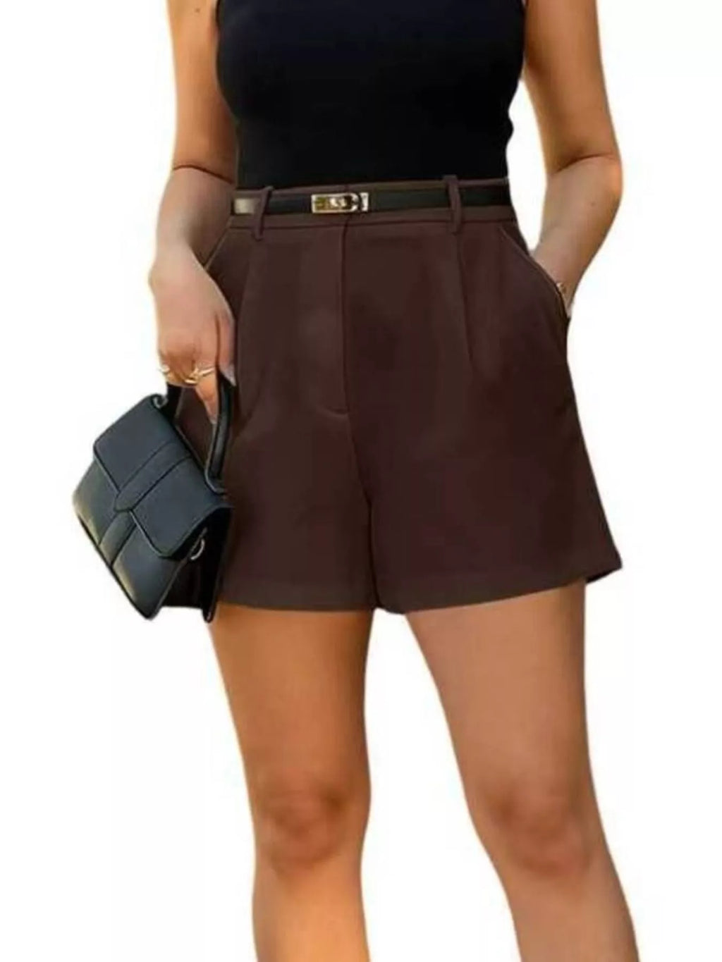 High-Waisted Pleated Shorts