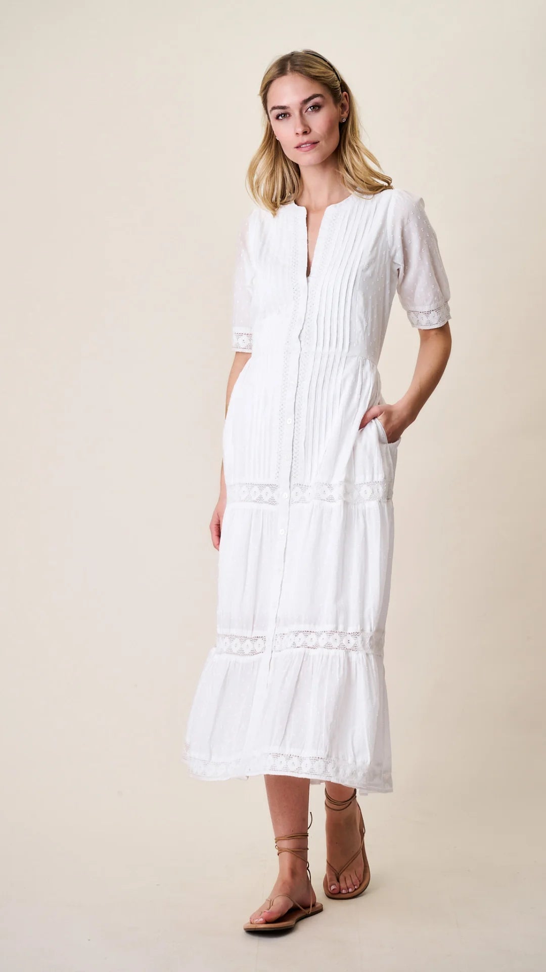 Eve Dress - White Dobby