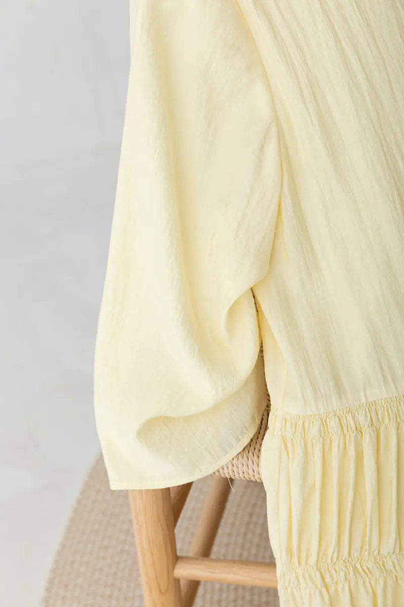 Cotton Tiered Long Sleeve Maxi Dress