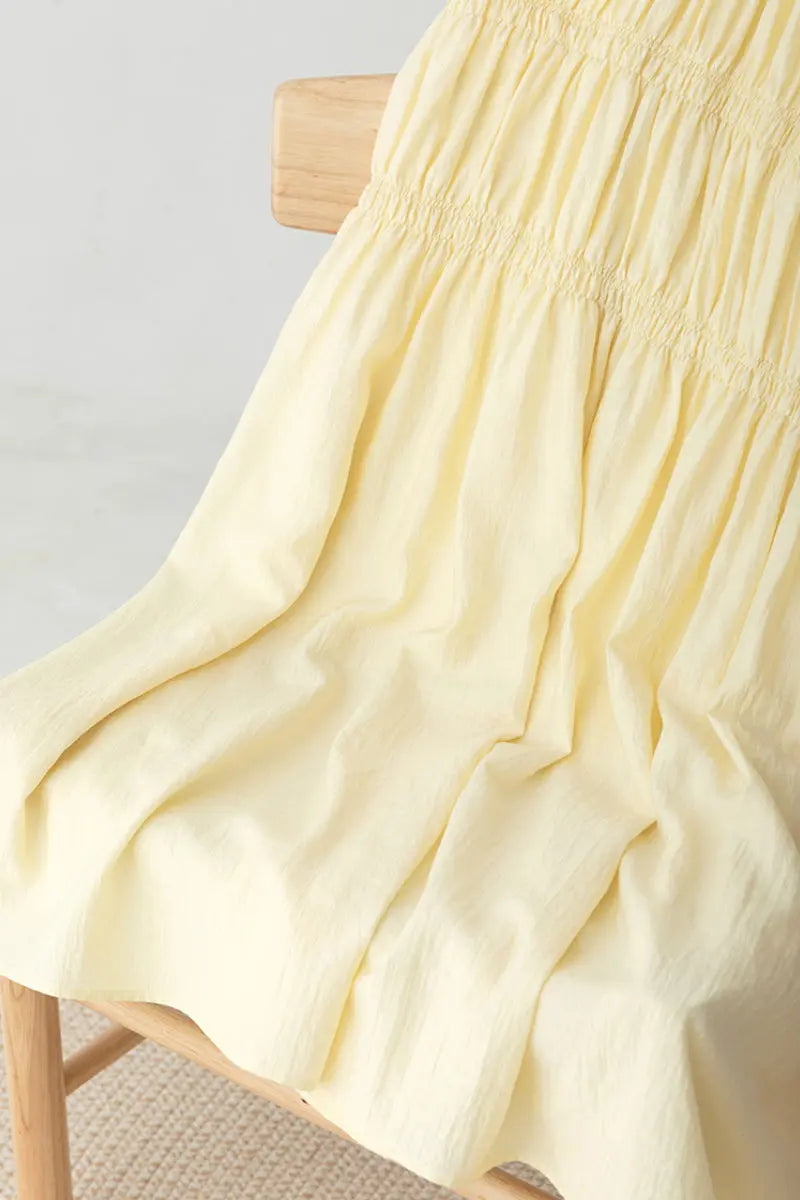 Cotton Tiered Long Sleeve Maxi Dress
