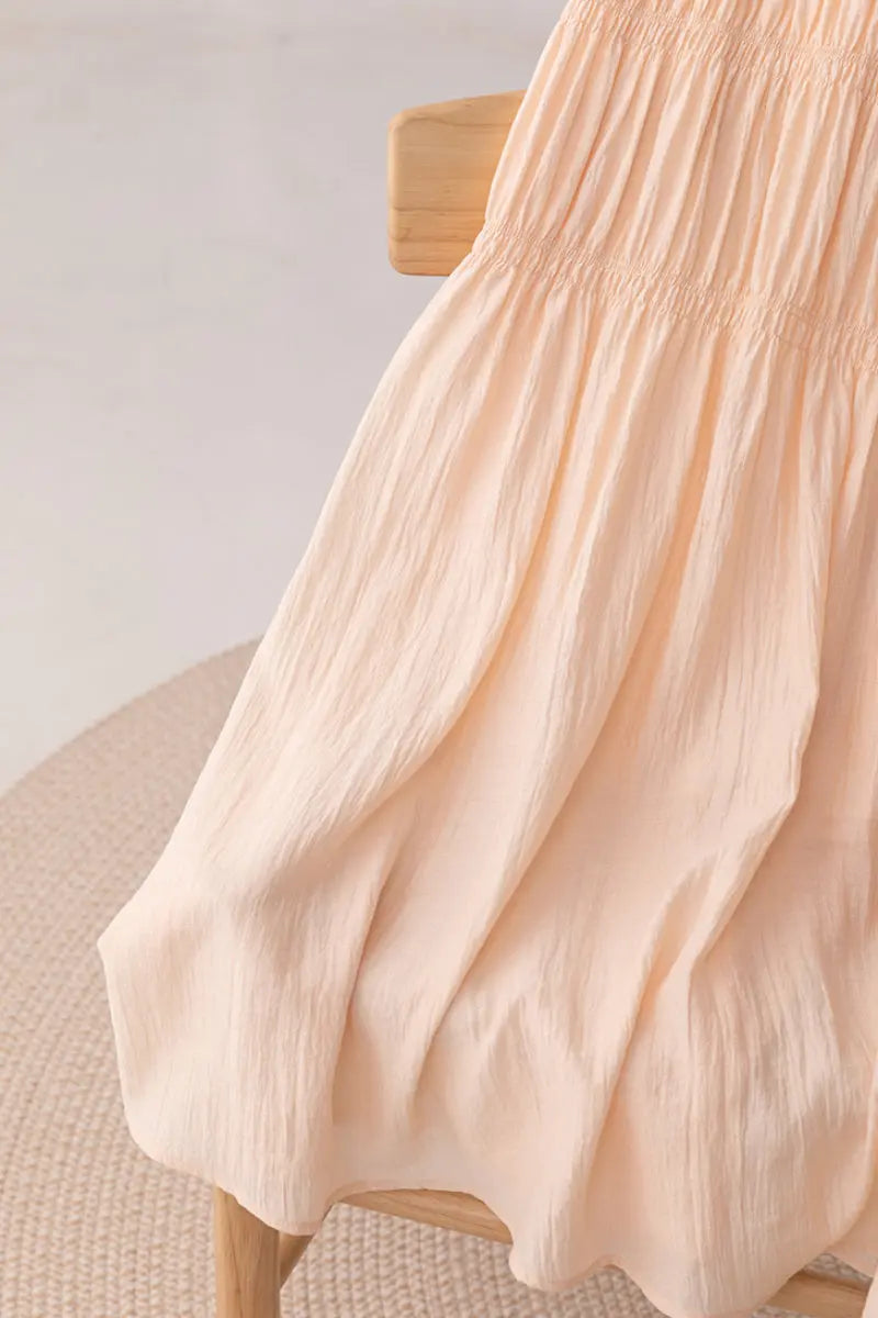 Cotton Tiered Long Sleeve Maxi Dress
