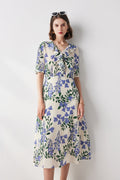 French Chic Silk Floral Maxi Dress
