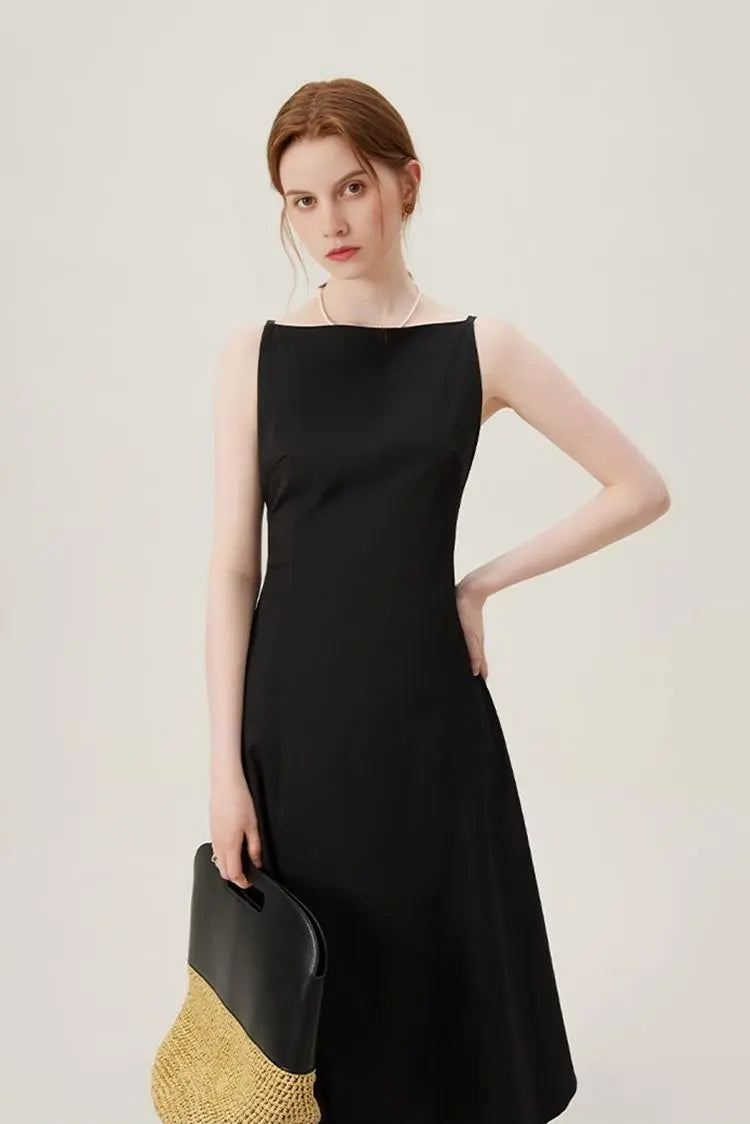 French Style Black Formal Dress