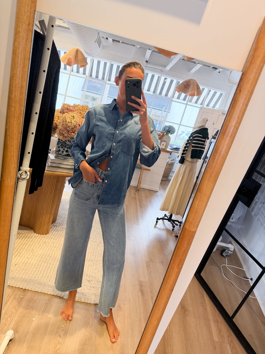 Denim Western Shirt - Dark Wash