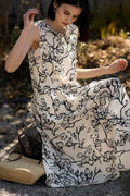 Linen Floral Sleeveless Midi Dress