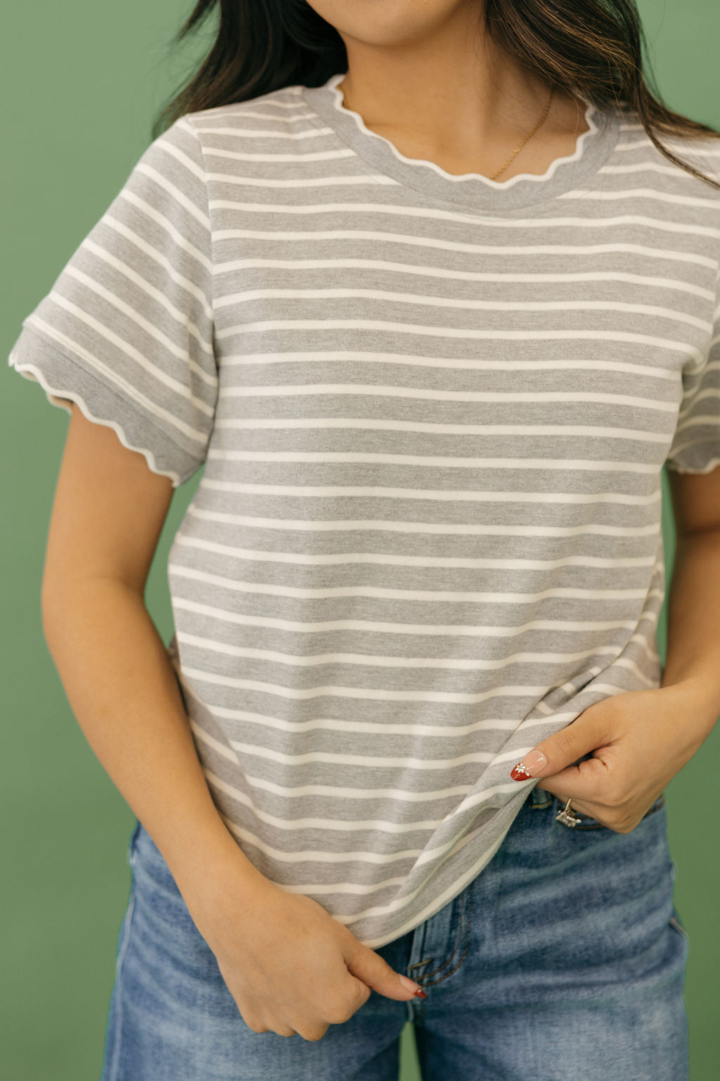 Mindi Top-Grey/Ivory