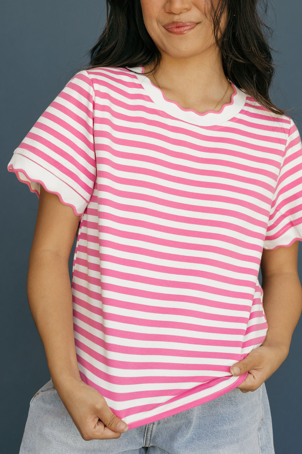 Mindi Top-Pink/Ivory