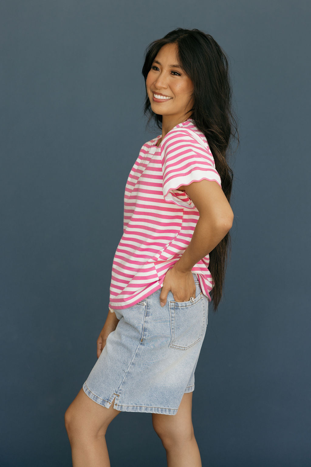 Mindi Top-Pink/Ivory