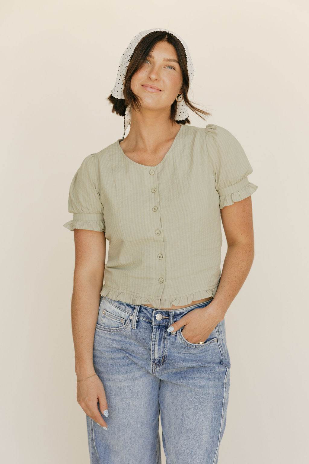 Margo Top-Green Stripe