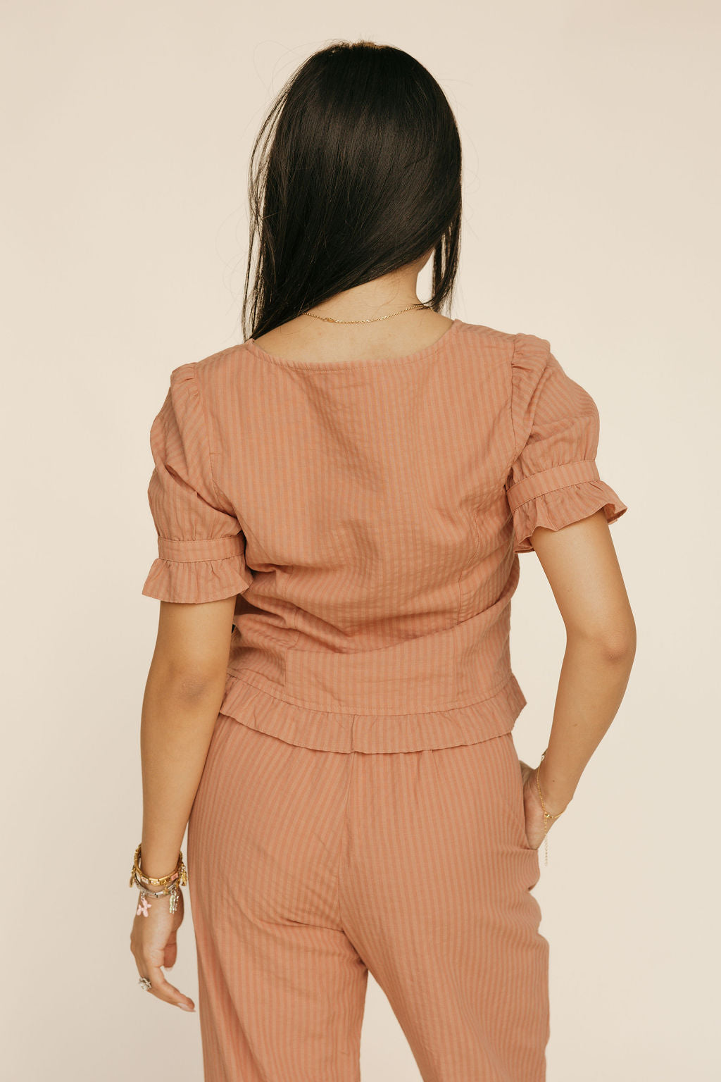 Louisa Top-Peach Stripe