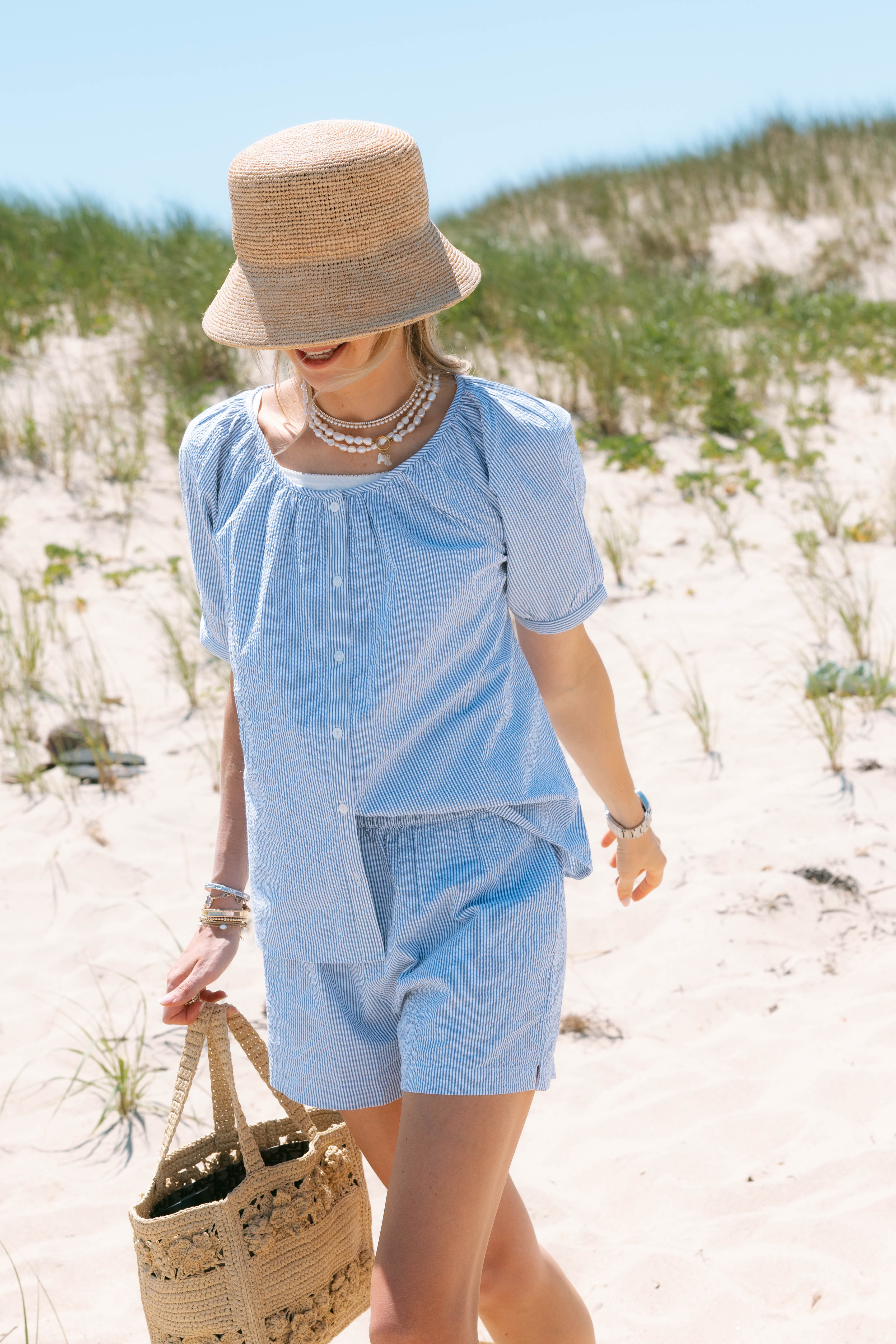 Everly Top - Blue Seersucker