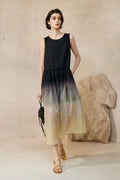 Ombre Sleeveless Linen Midi Dress