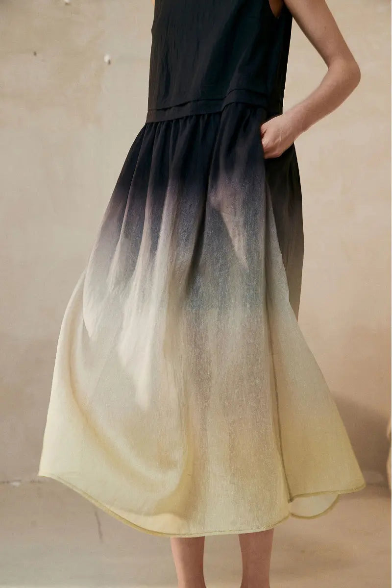 Ombre Sleeveless Linen Midi Dress