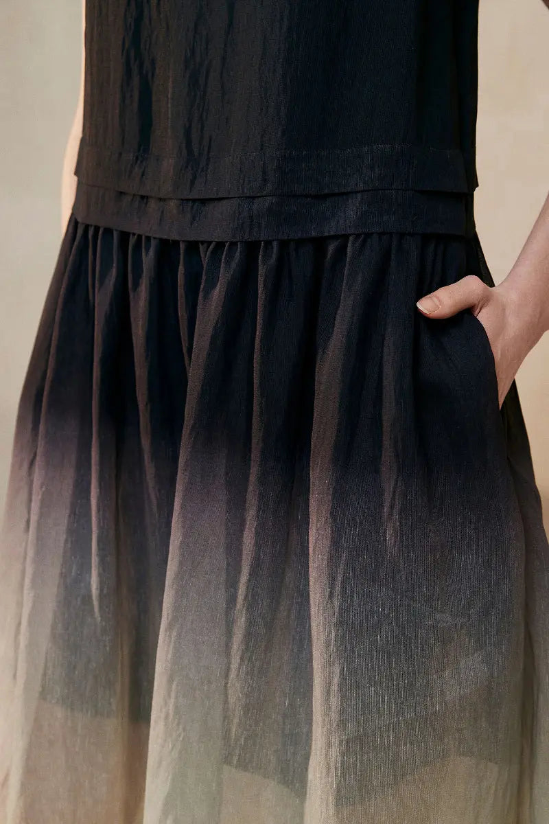Ombre Sleeveless Linen Midi Dress