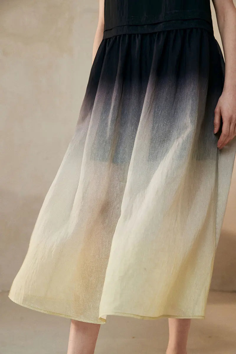 Ombre Sleeveless Linen Midi Dress