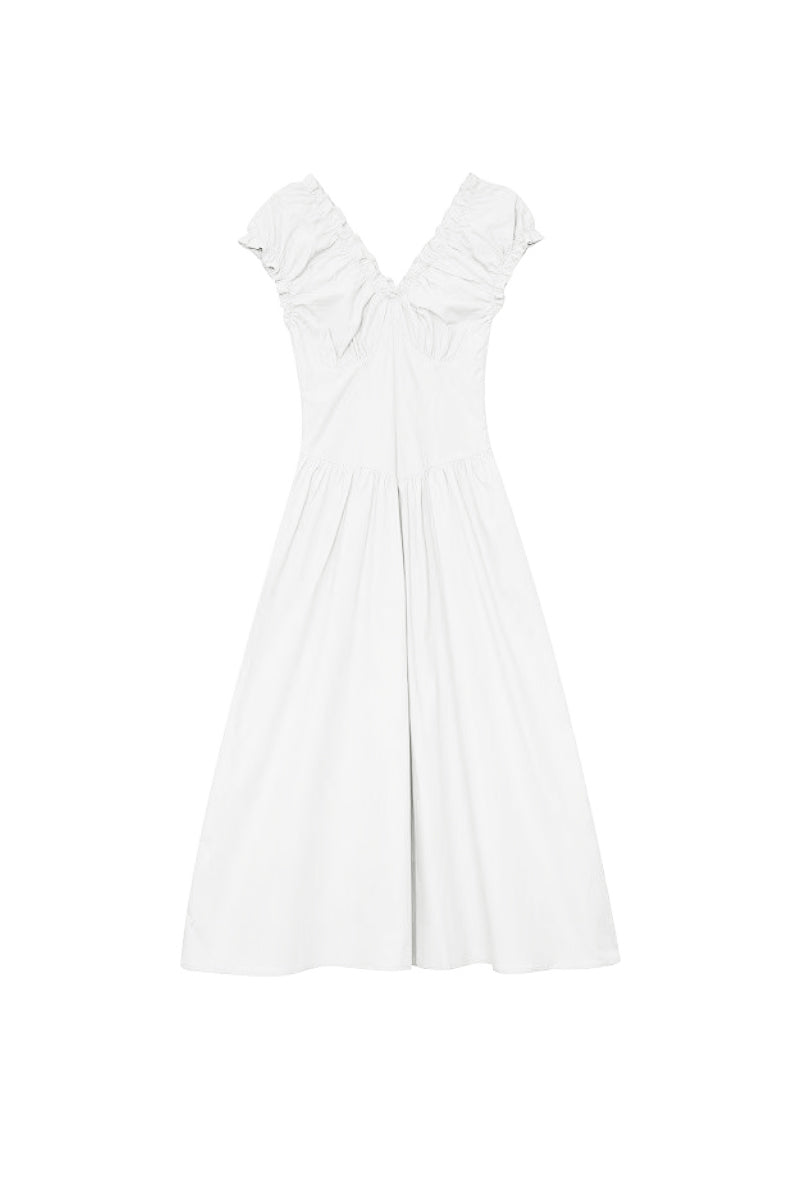 Ruffled V-Neck Open-Back Boho Maxi Dress