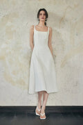 Square Neck White Graduation Dress