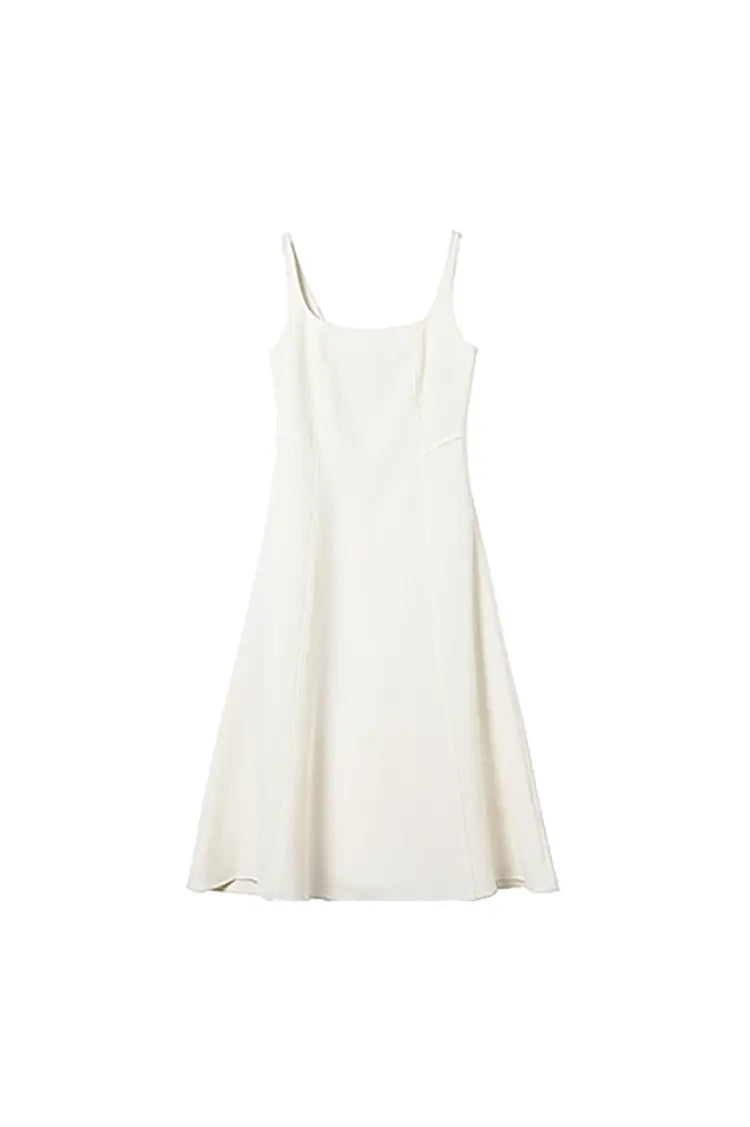 Square Neck White Graduation Dress