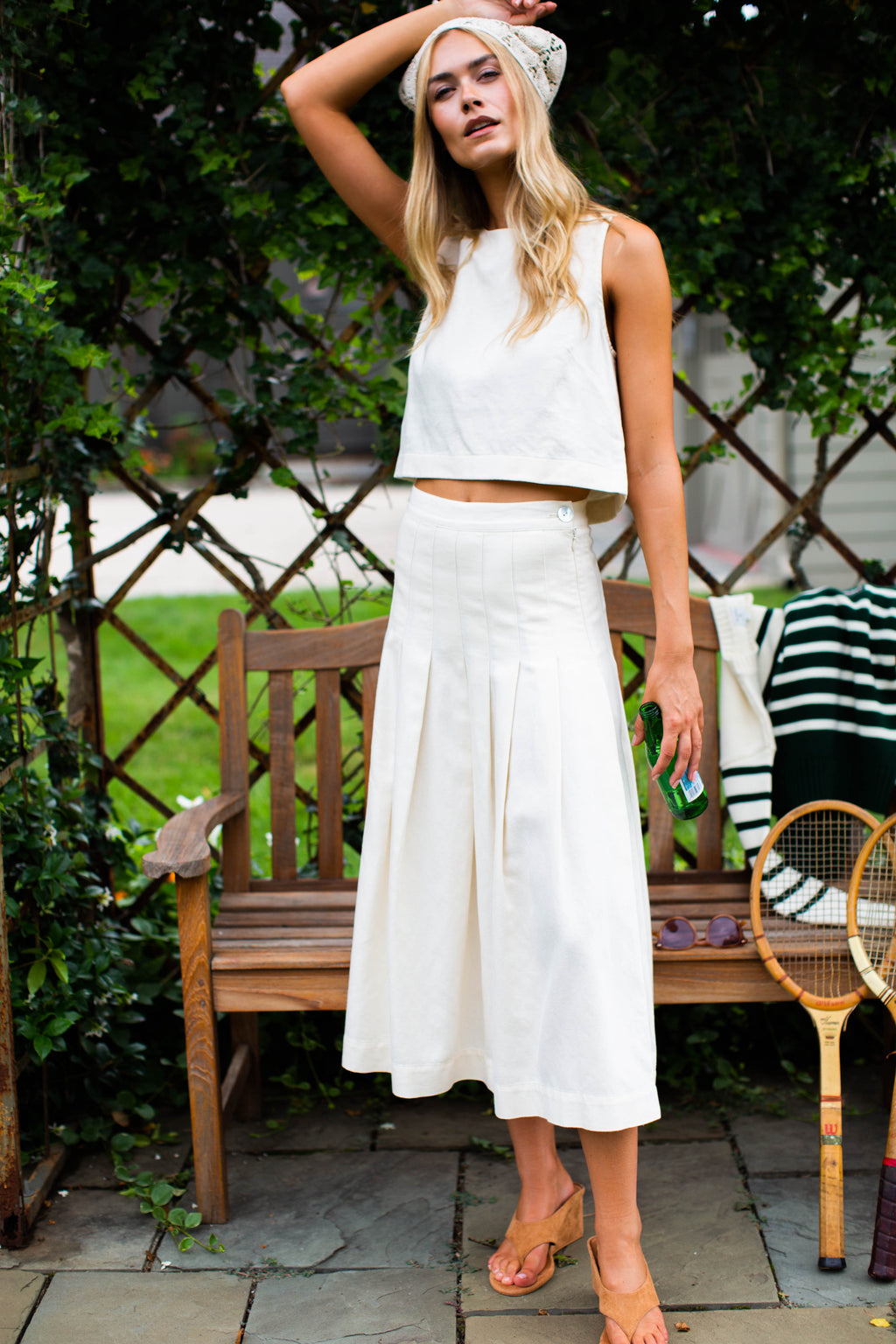 Bridget Cotton-Linen Skirt - Ivory