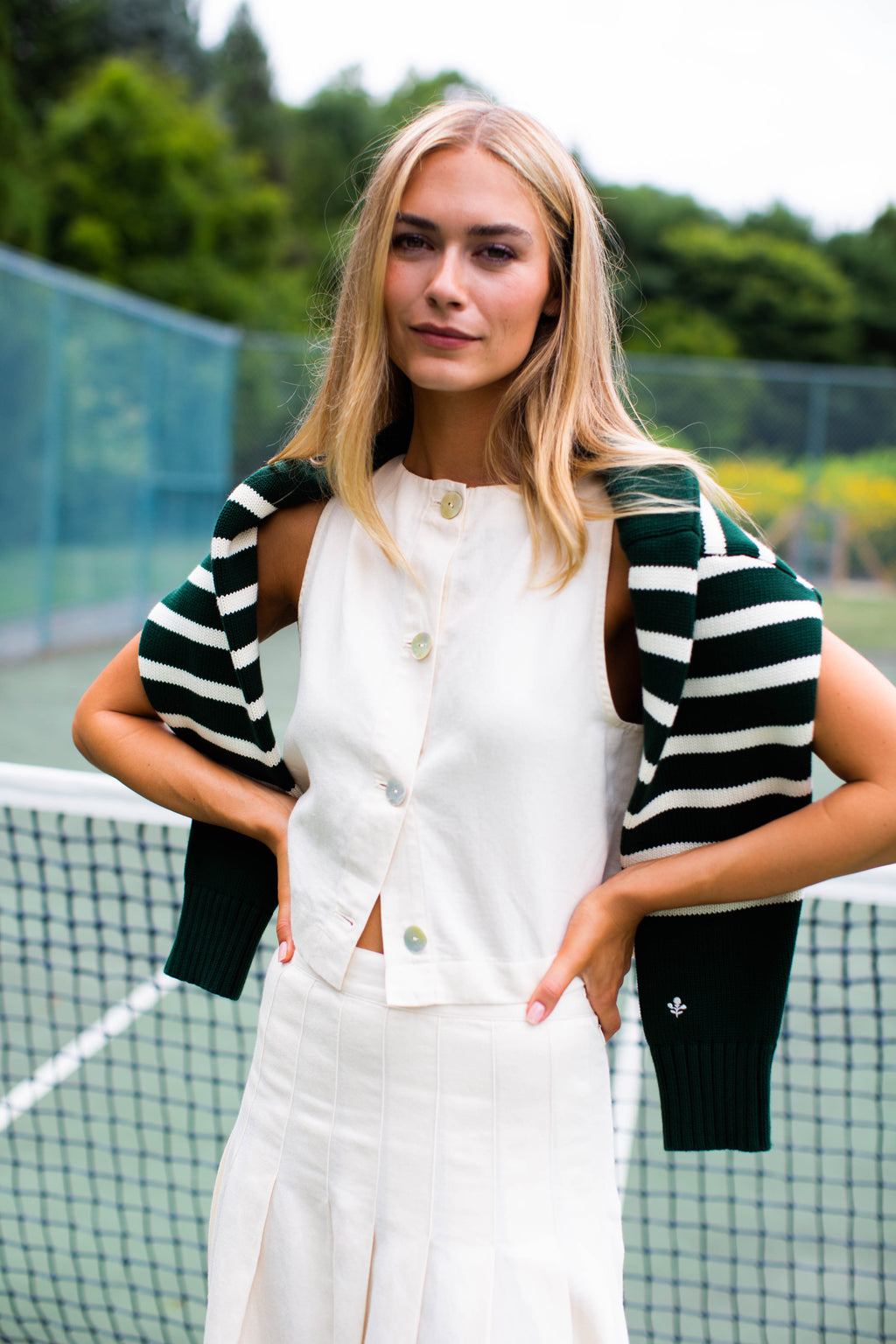Josie Cotton-Linen Tank - Ivory