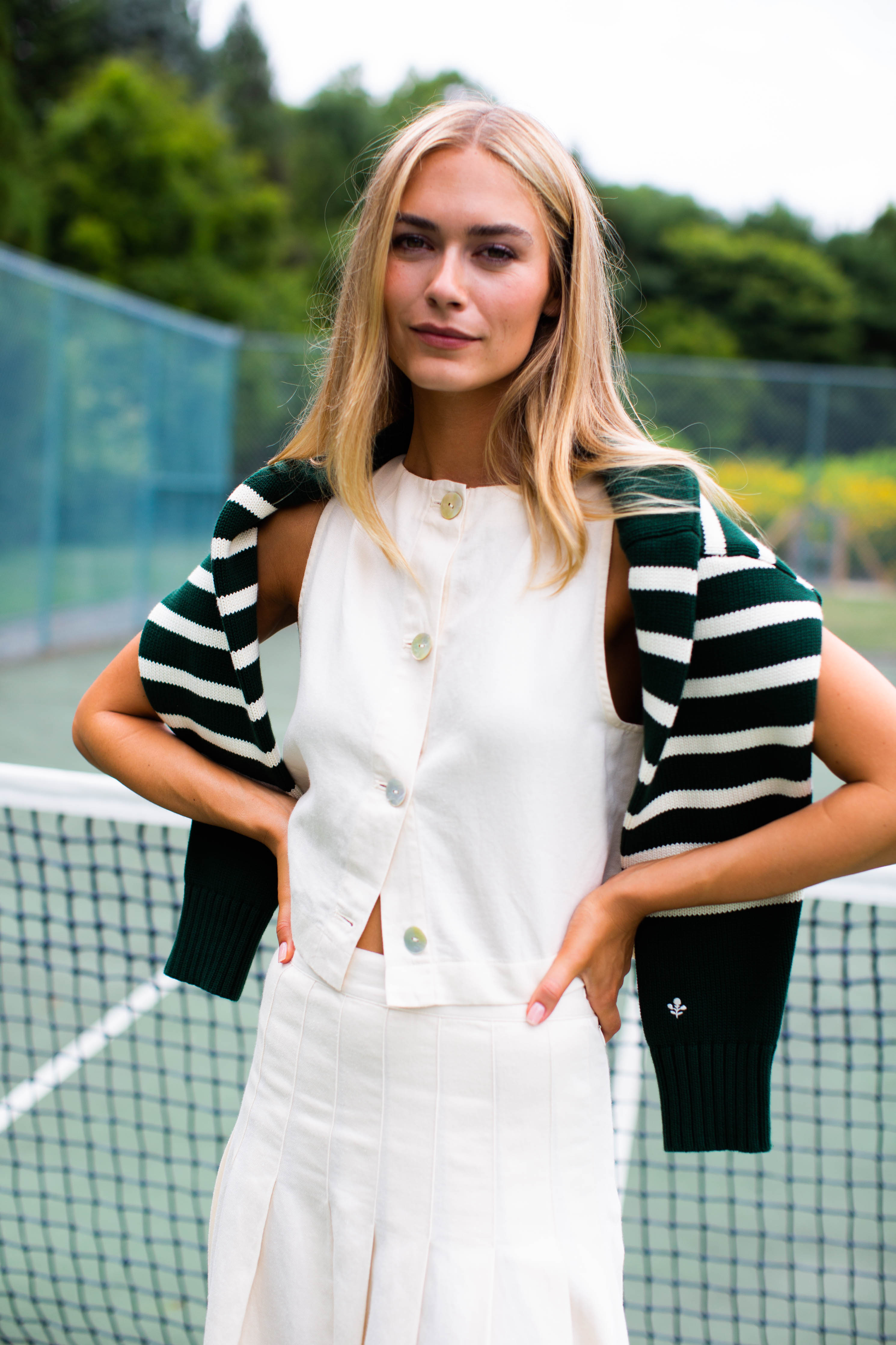 Josie Cotton-Linen Tank - Ivory