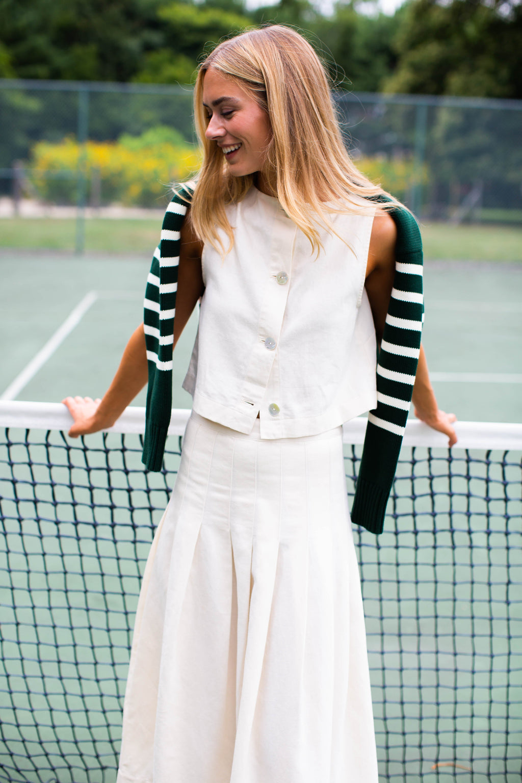 Josie Cotton-Linen Tank - Ivory