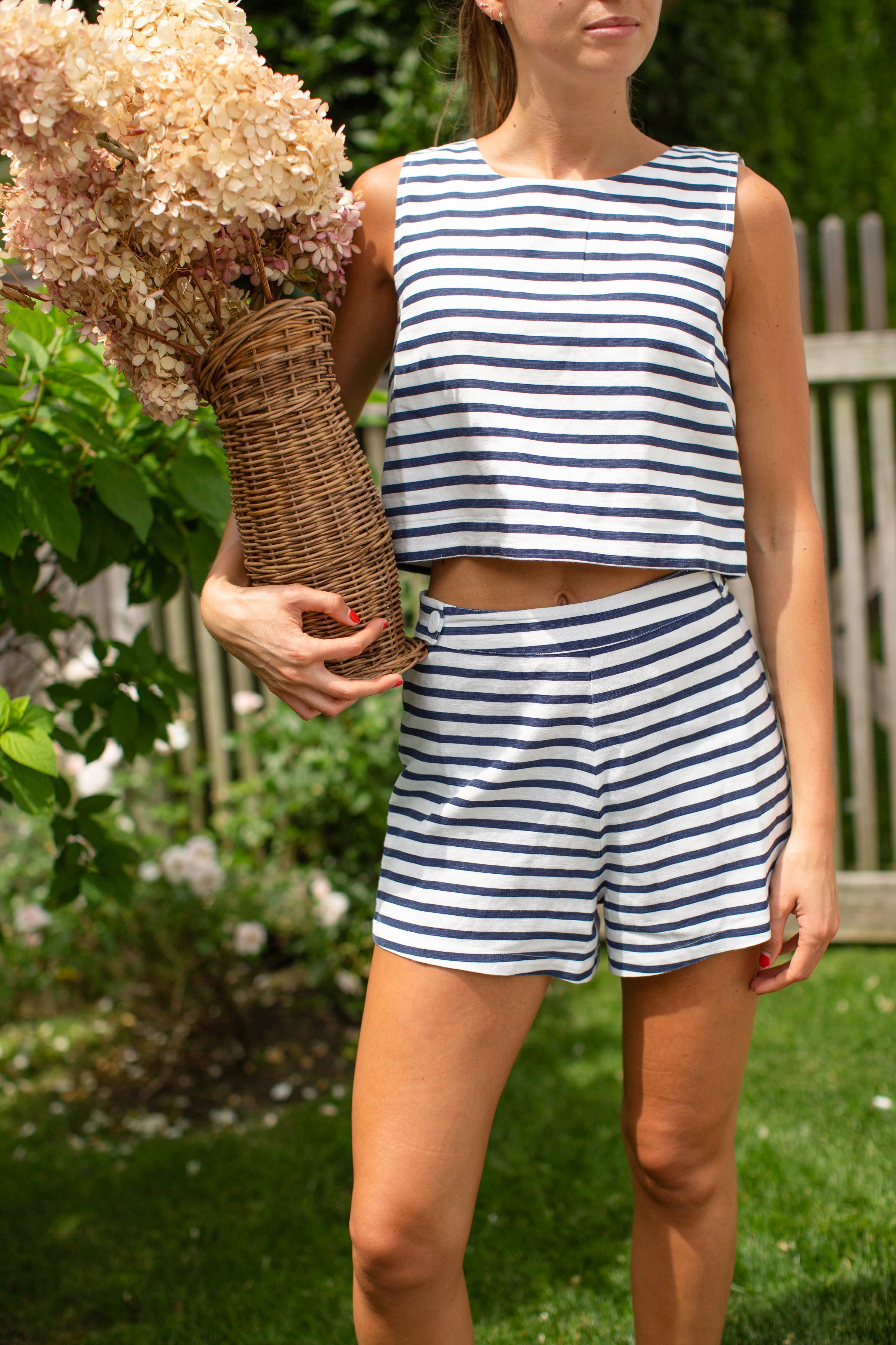 Della Shorts - Navy Nautical Stripe