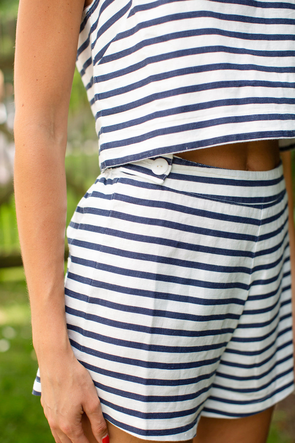 Della Shorts - Navy Nautical Stripe