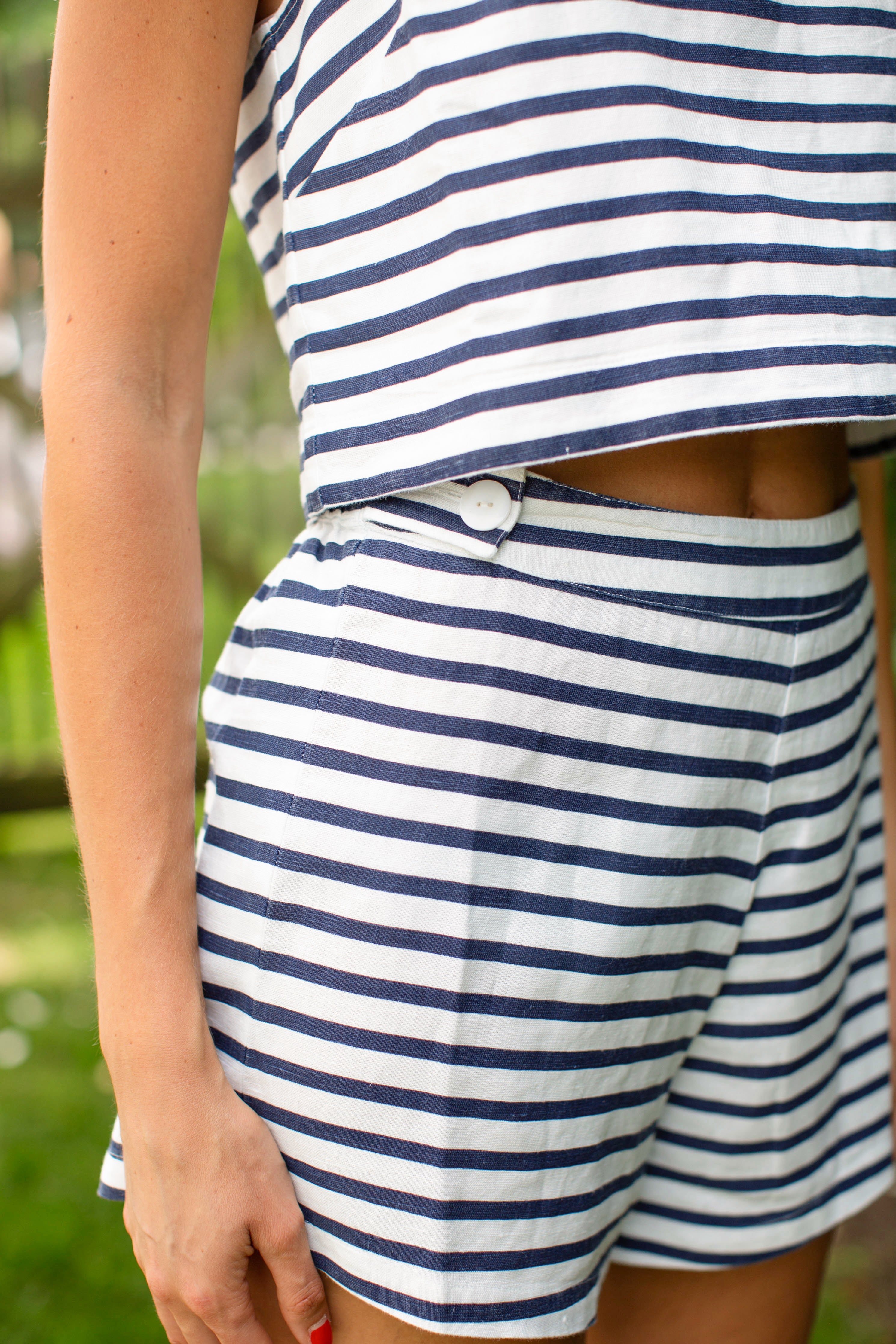 Della Shorts - Navy Nautical Stripe