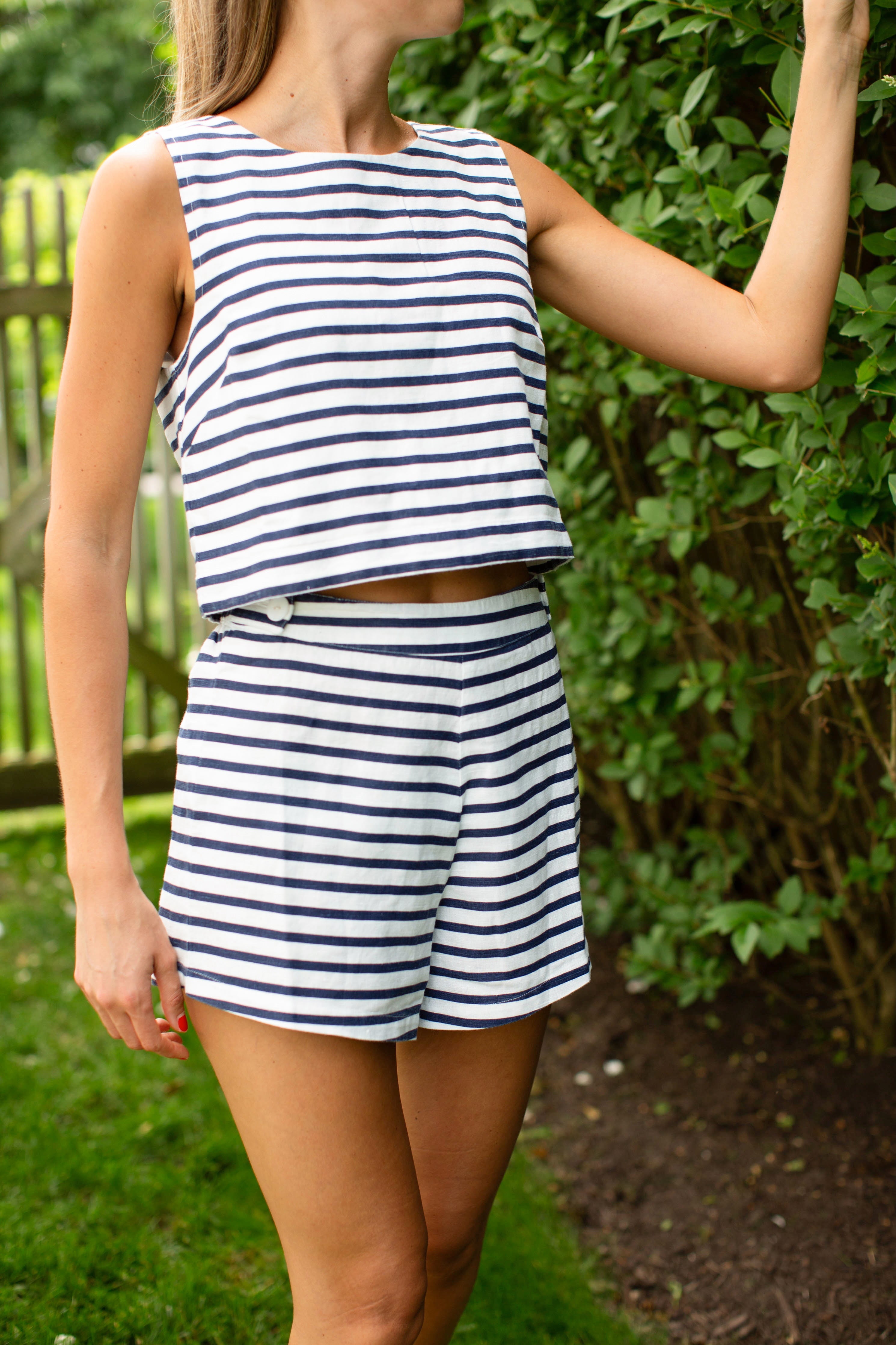 Della Shorts - Navy Nautical Stripe